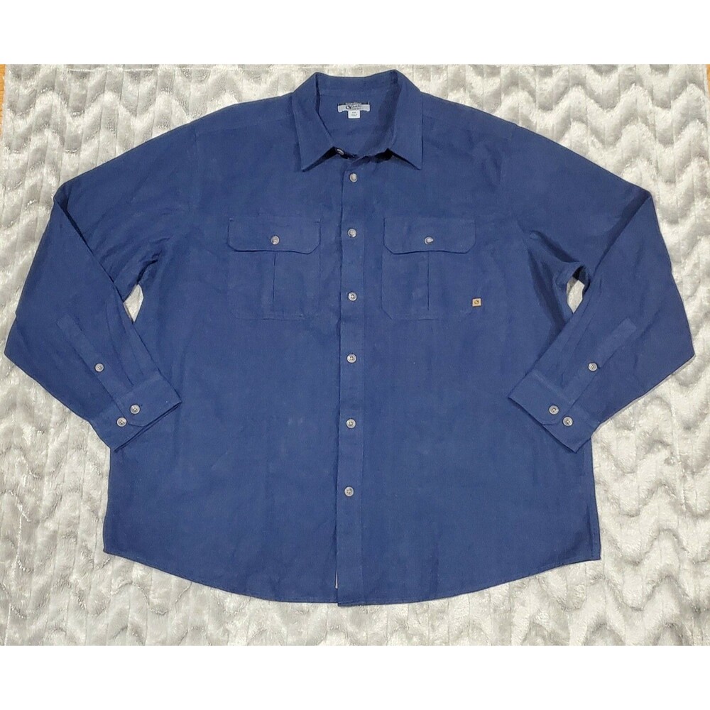Guide Series Mens 2XL Dark Blue Flannel Long Sleeve Button Up Shirt